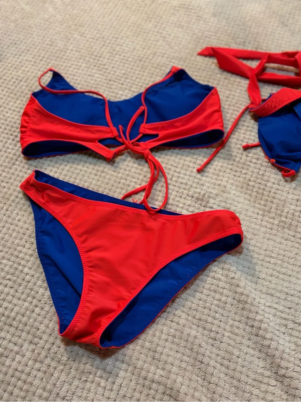 Polo by Ralph Lauren Red and Blue Girls Two-Piece Swim Set